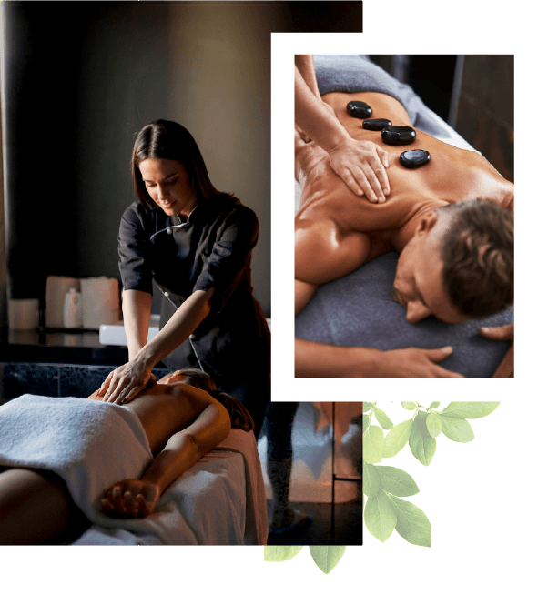 pictures of medical massage therapy and hot stone therapy